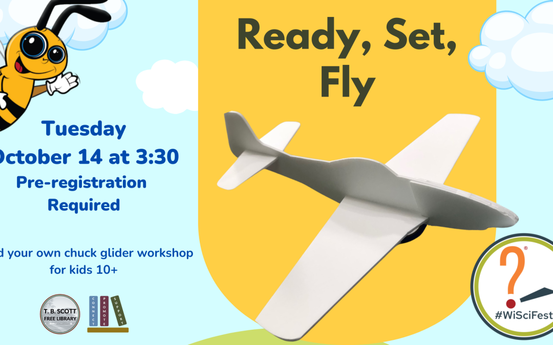 Promotional poster for a chuck glider workshop featuring a cartoon bee, event details, and a glider image.